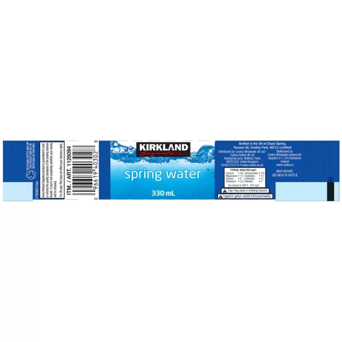 Kirkland Signature Sports Cap Spring Water, 40 x 330ml - Bulkbuydirect