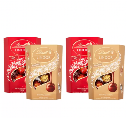 Lindt Lindor Milk Chocolate and Assorted Chocolate Truffles, 4 x 200g - Bulkbuydirect