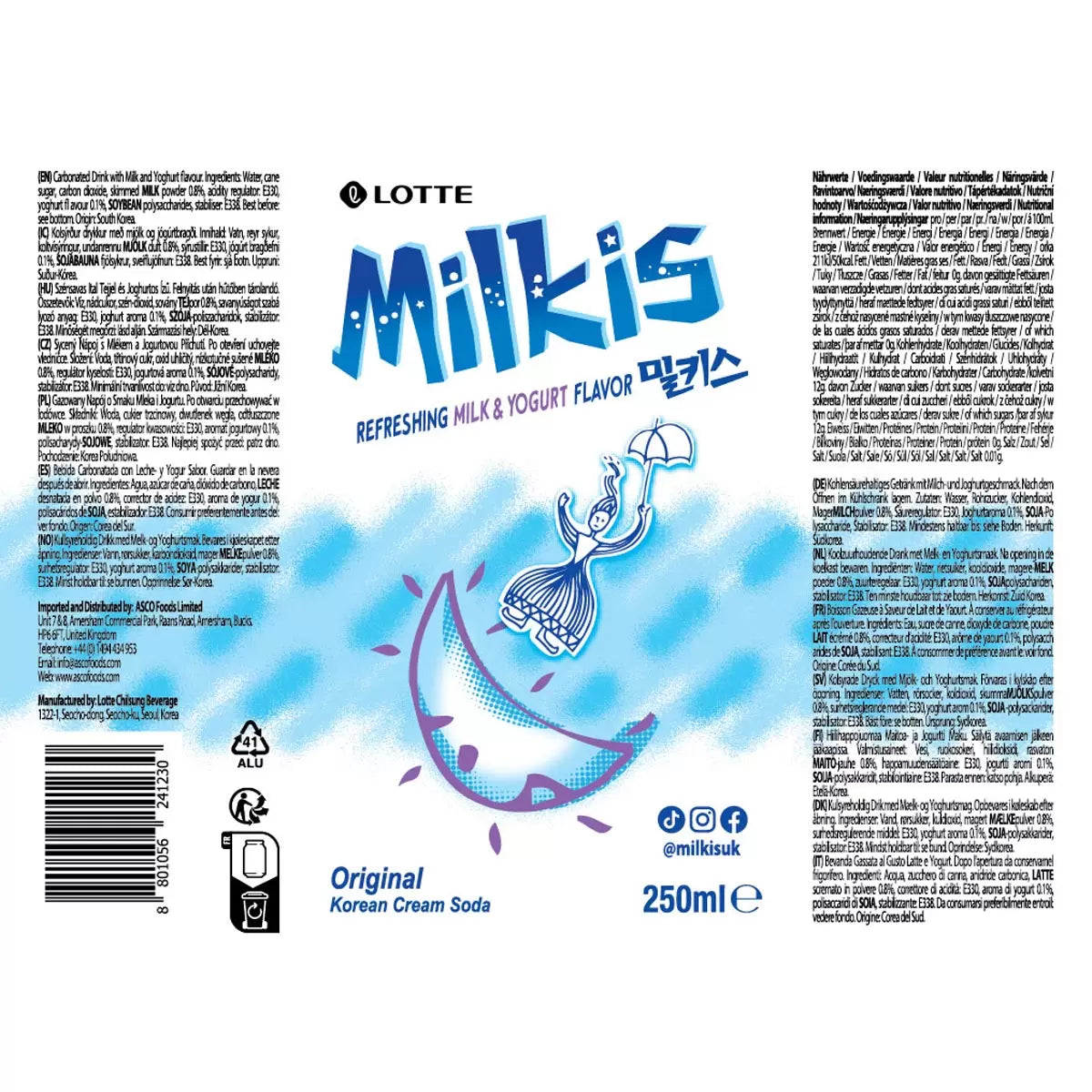 Lotte Milkis Original, 30 x 250ml - Bulkbuydirect
