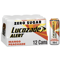 Lucozade Alert Mango Peachade, Zero Sugar, 12x500ml