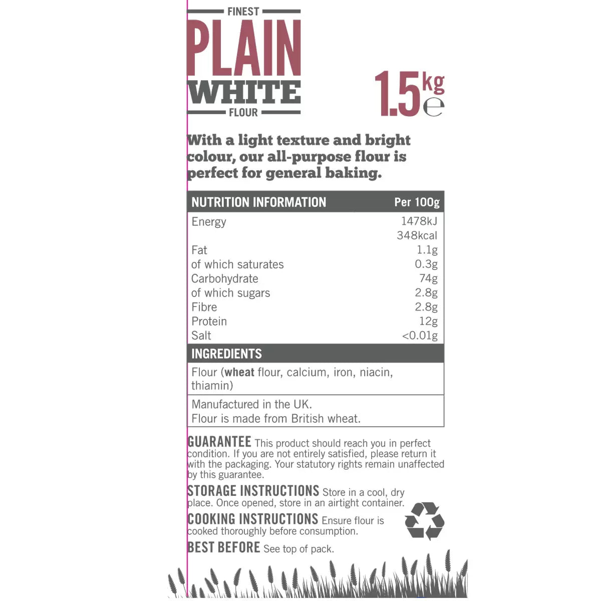 Marriage's Finest Plain White Flour, 5 x 1.5kg - Bulkbuydirect