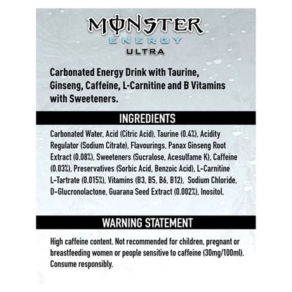 Monster Zero Sugar Energy Ultra, PM£1.65, 12 x 500ml - Bulkbuydirect