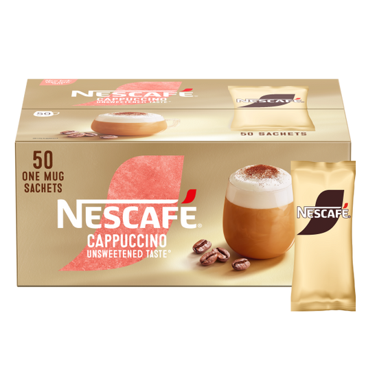 NESCAFE Cappuccino Unsweetened Taste Instant Coffee Sachets - 50 x 14.2g (Pack of 1)