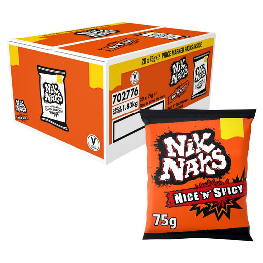Nik Naks Nice 'N' Spicy Crisps 75g (case of 20) - Bulkbuydirect