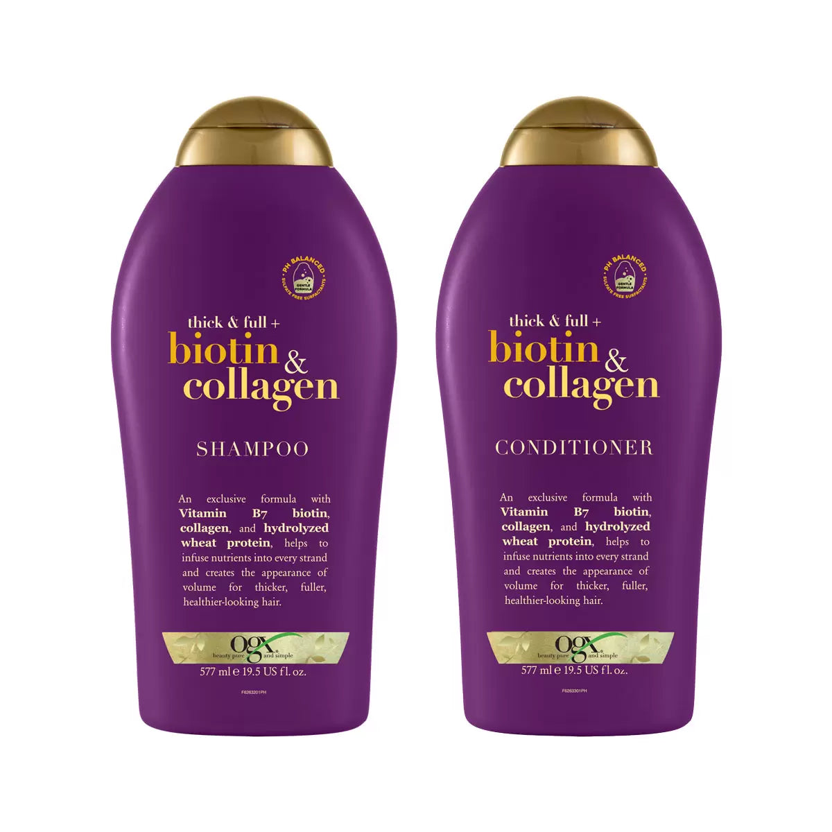 OGX Biotin & Collagen Shampoo & Conditioner, 2 x 577ml - Bulkbuydirect