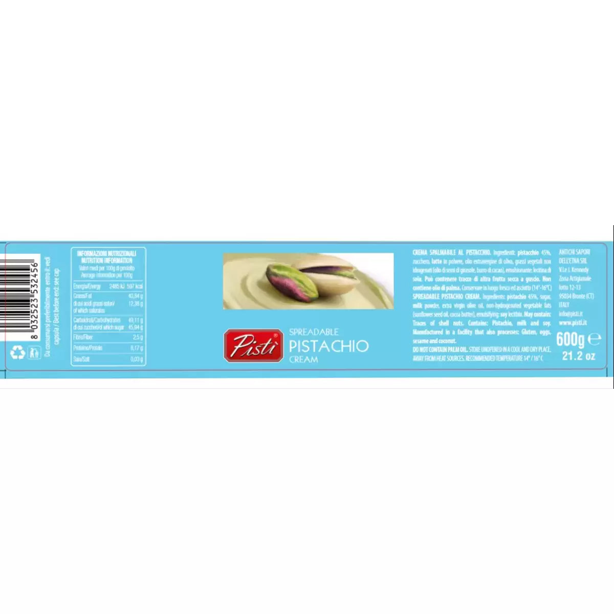Pisti Sicilian Pistachio Cream Spread, 600g - Bulkbuydirect