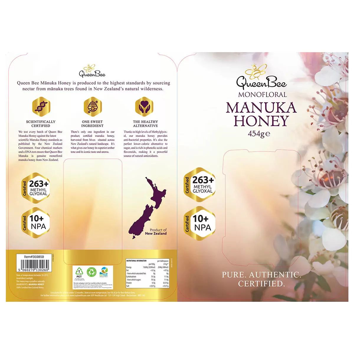 Queen Bee Manuka Honey MGO 263+, 454g - Bulkbuydirect