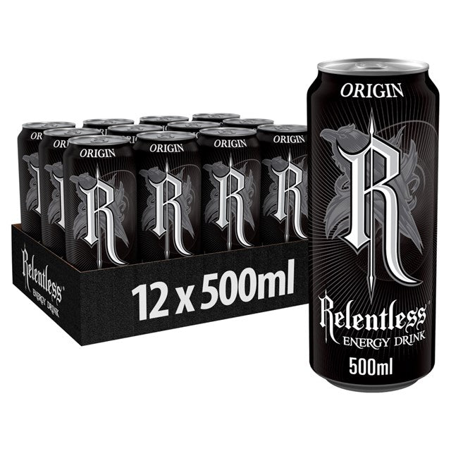 Relentless Origin Energy Drink 12 x 500ml, PMP £1 - Bulkbuydirect