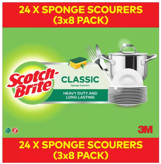 Scotch-Brite Scourer 24 Pack: Powerful Cleaning for Every Task - Bulkbuydirect