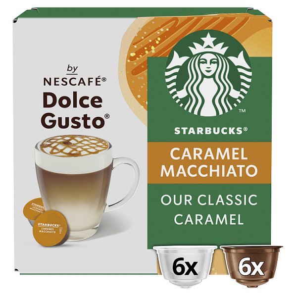 Starbucks Caramel Macchiato by Nescafe Dolce Gusto coffee pods X12 (Pack of 1) - Bulkbuydirect