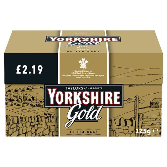 TAYLORS of HARROGATE Yorkshire Gold 40 Tea Bags 125g (Pack of 5) - Bulkbuydirect
