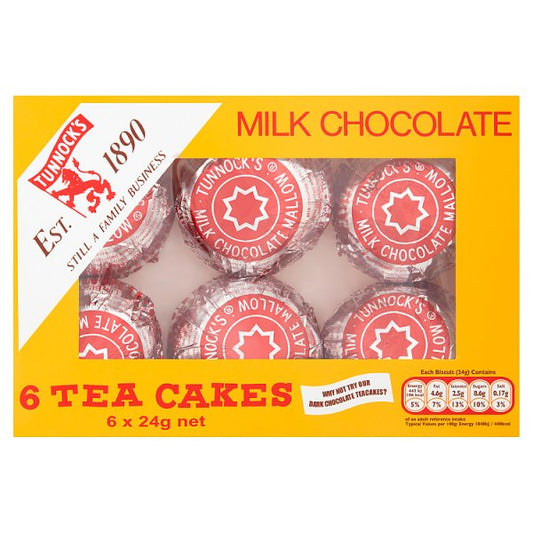 Tunnock's Milk Chocolate Tea Cakes 6 x 24g (Pack of 12) - Bulkbuydirect