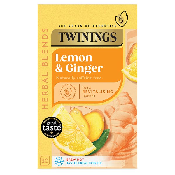 Twinings Lemon & Ginger 20 Tea Bags 30g (Pack of 4) - Bulkbuydirect