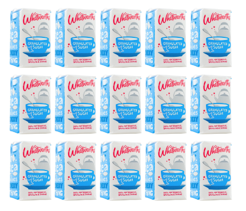 Whitworths Granulated Sugar, 15 x 1kg - Bulkbuydirect