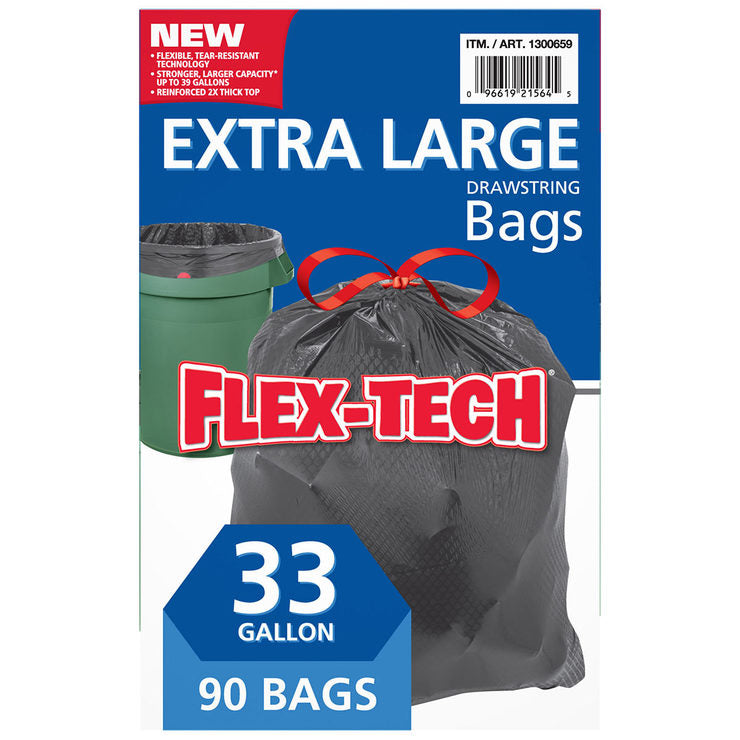 Kirkland Signature 33 Gallon Flex-Tech Bin Bags Pack of 90 - Bulkbuydirect